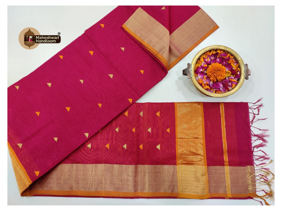 Maheshwari Tringle Butti Sarees